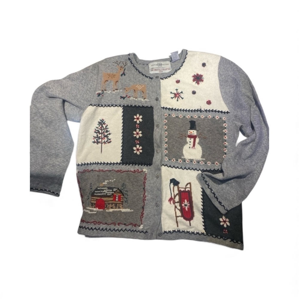 Marisa Christina Gray and Cream Festive Cardigan